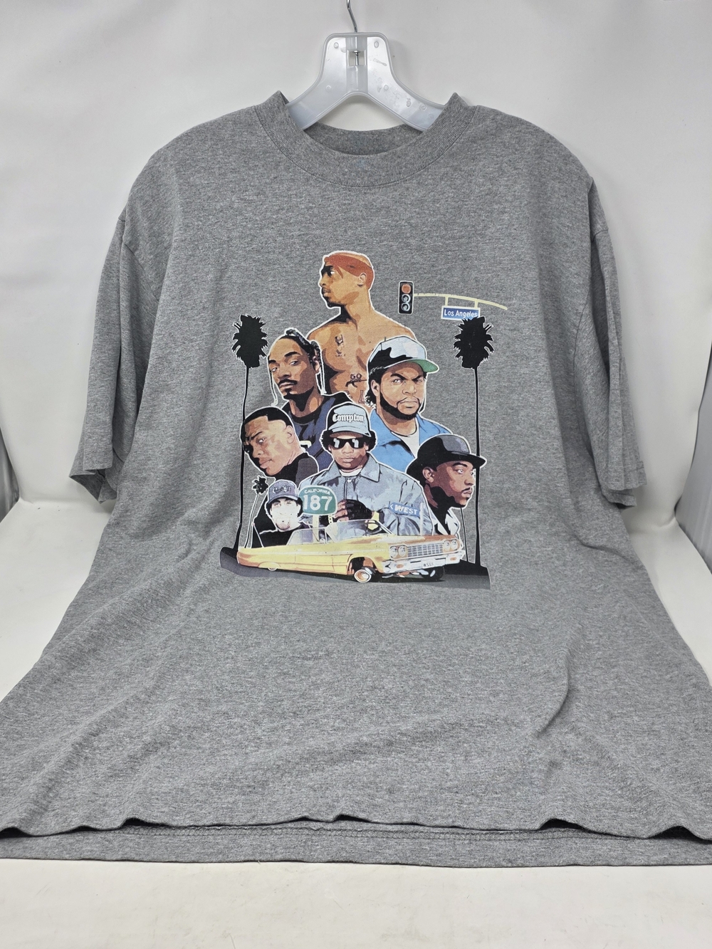 Shaka Wear Classic 90s West Coast Rappers Shirt Gray Hip-Hop Men's XL 2Pac Snoop